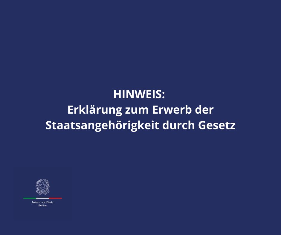 AVVISO Dichiarazioni di acquisto cittadinanza per beneficio di legge(1)